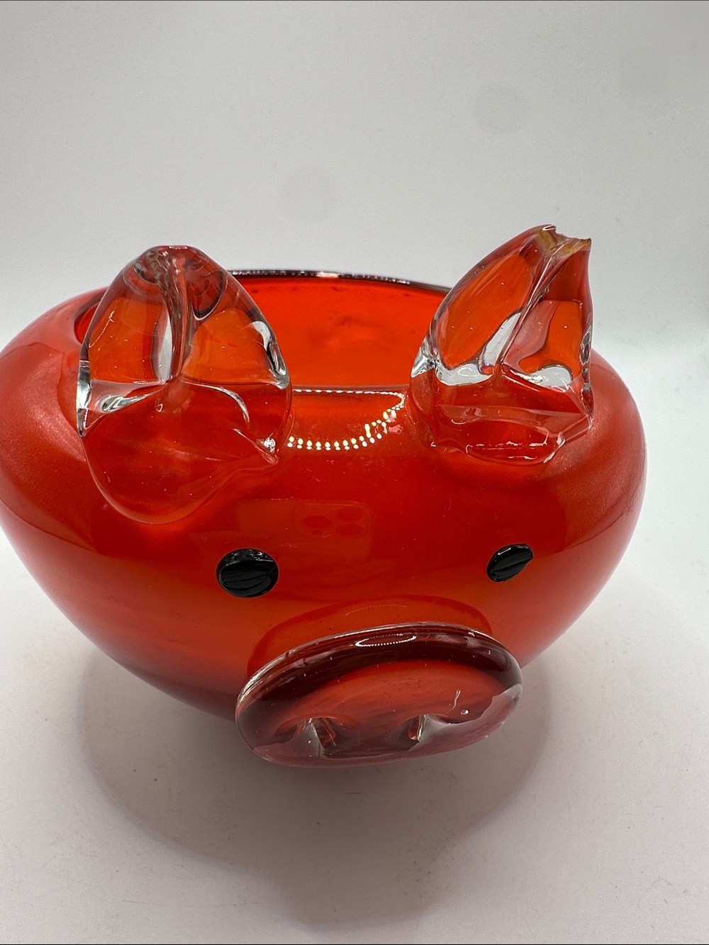 Red Glass Pig Bowl - Decorative Home Accent - Picture 6 of 8